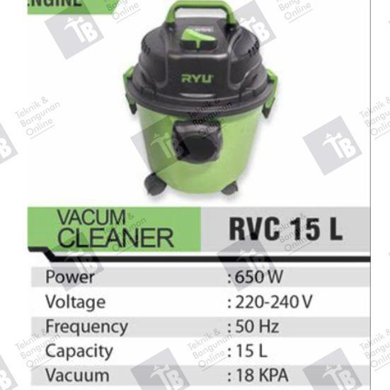 RYU Vacum cleaner 15L Wet and Dry RVC 15/ Penyedot Debu Basah Kering Mesin Vacuum Vakum
