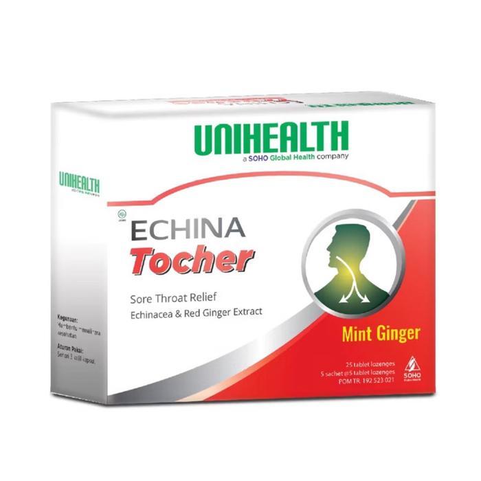 ECHINA TOCHER PERMEN HISAP SAKIT TENGGOROKAN UNIHEALTH JAHE CANDY
