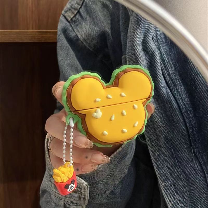Miniso Cute And Bizarre Mickey Burger Bluetooth Earphone Case Airpods 1/2/3/4 Pro2