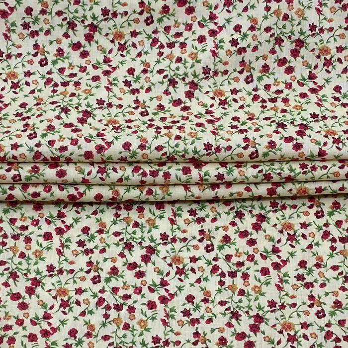 Terlaris Katun Jepang Kuning Muda Motif Bunga Kecil (Pronto Moda)