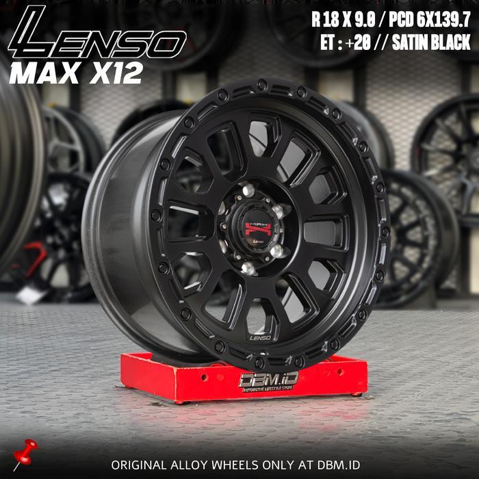 Velg LENSO Max X12 R18 18x9 6x139.7 et +20 Satin Black Hitam