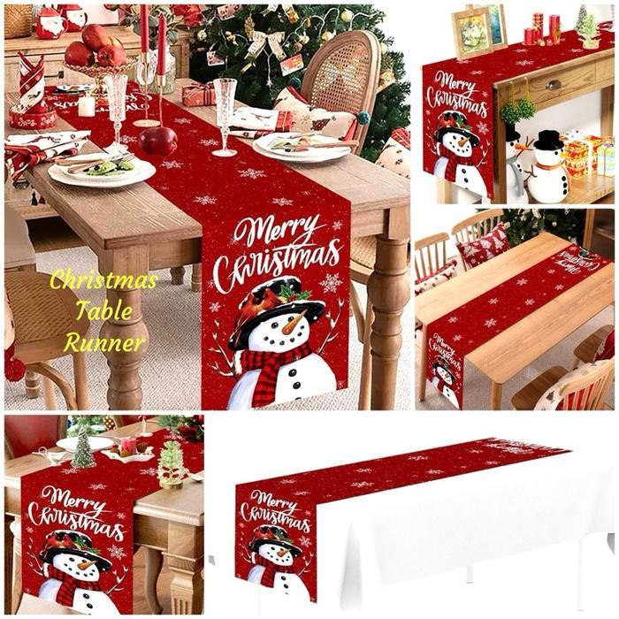 Best Seller Table Runner Linen Table Runner Nuansa Natal Motif Taplak Meja Christmas Table Runner