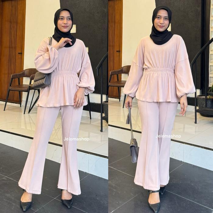 "New" NENCY SET / SETELAN WANITA BAJU DAN CELANA Fit Karet Atasan Panjang Kulot
