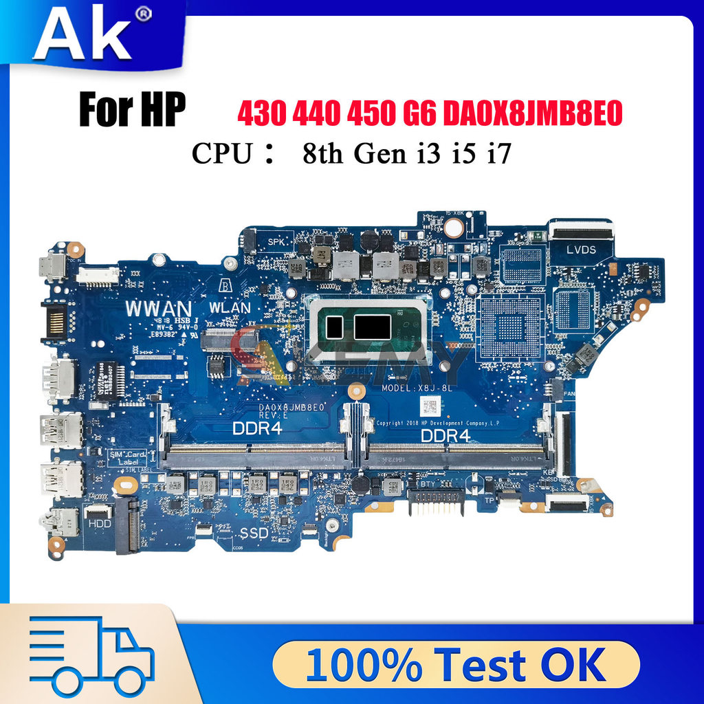 DA0X8JMB8E0 For HP ProBook 440 450 G6 Laptop Motherboard With i5 i7 CPU UMA Tested OK