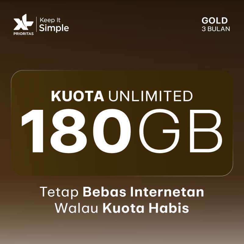 Kartu Perdana XL PRIORITAS Gold Unlimited FUP 180GB - 3 Bulan