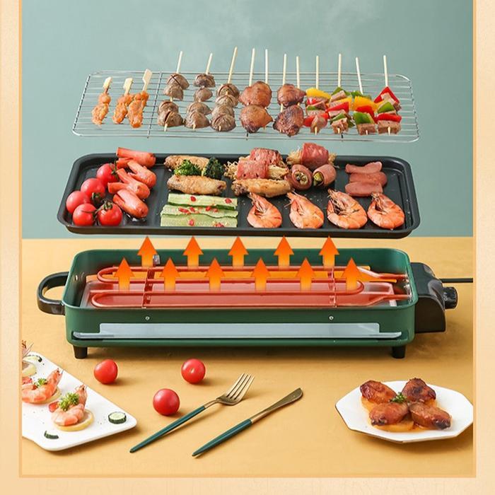 BBQ Grill Electric Smokeless Grill Pan Steamboat And Grill BarbequeGrill Pemanggang Ikan/Ayam Dll