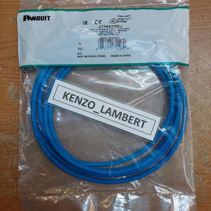 PATCH CORD PANDUIT CAT 6A STP LSZH 10GB 3 METER STP6X3MBU STP PANDUIT
