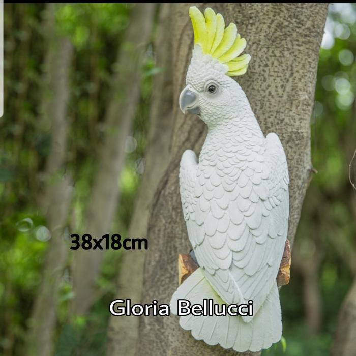 patung pajangan burung kakatua dinding gantung taman pohon kaka tua
