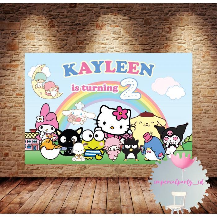 Custom Backdrop Banner Spanduk Happy Birthday Sanrio