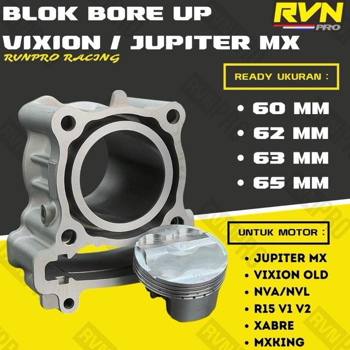 BLOK SEHER BORING BORE UP JUPITER MX VIXION VIXION 60 62 63 60MM 62MM 63MM 65MM BORE UP ORIGINAL RVN