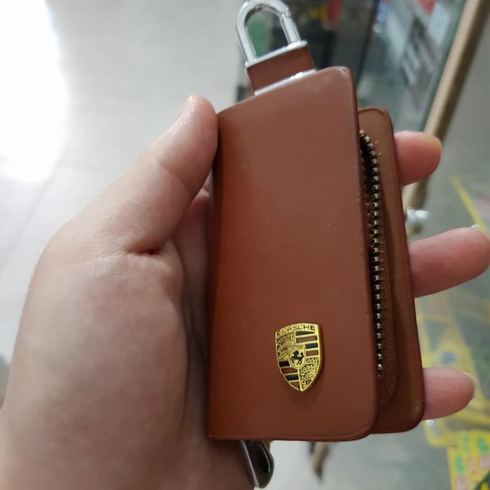 Dompet mobil stnk leather import porsche coklat wallet