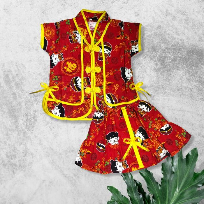 Premium Setelan Baju Cina Rok Anak Cewek Paling Terlaris//Baju Imlek Anak Paling Termurah Motif