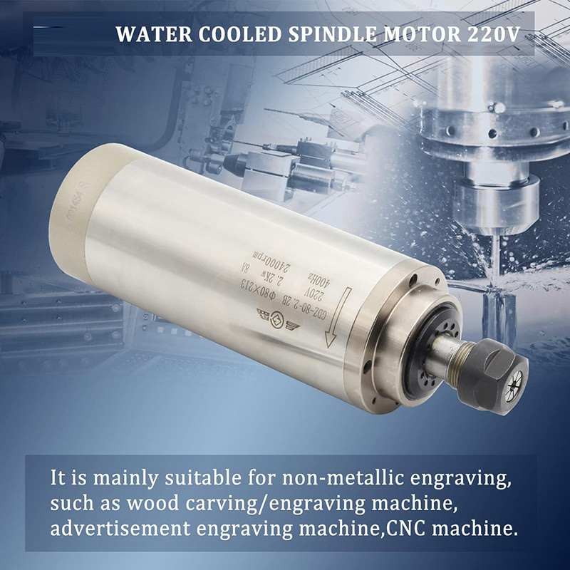 2.2KW 1.5KW CNC Spindle Motor 220V Water Cooled Engraving Machine Z Axis Shaft 80mm Spindle ER20