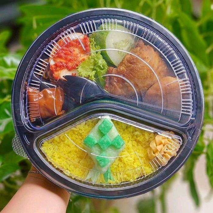 Mika Bento Bulat Sekat 3 isi 30set hitam