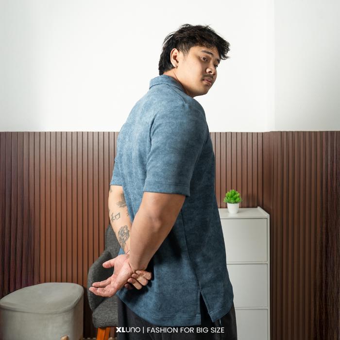 XLUNO MARVYN POLO LIGHT BLUE BAJU POLO JUMBO PRIA BIG SIZE LENGAN PENDEK