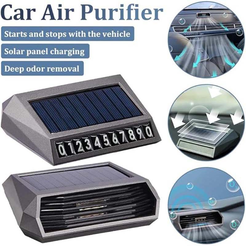 Solar Energy Powered Car Air Purifier Ozonizer Anion Odor Eliminator Ozone Generator Mobile Phone