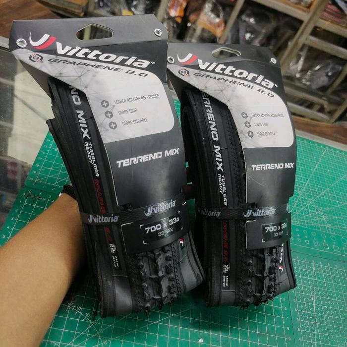 Vittoria-Terreno Mix Graphene 2.0 700 X 33-622 Keflar Gravel Ban Luar 700 X 33C Vittoria Terreno Mix