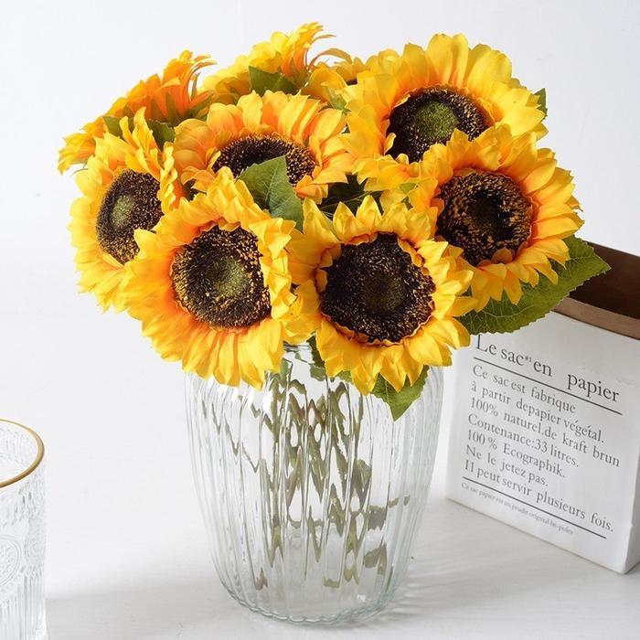 Bunga Artificial Matahari size Jumbo 15 Cm / Bunga Matahari 1 tangkai Bunga Palsu Plastik Buatan