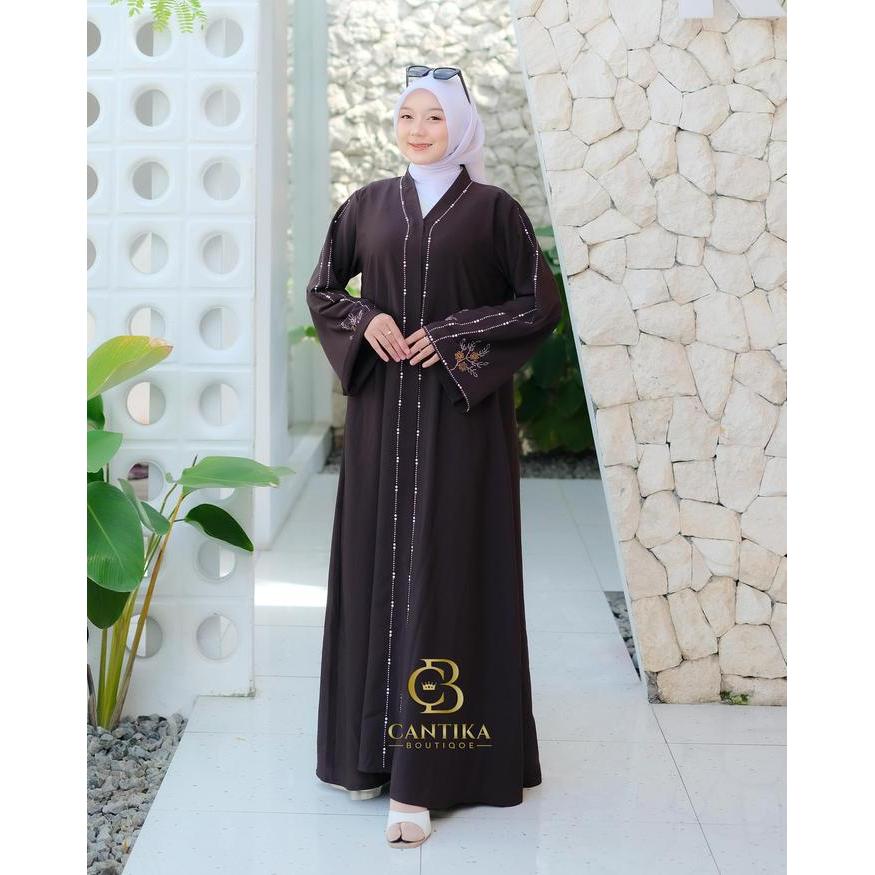 Cantika Boutique Store Gamis Abaya Arumi Jet Black Premium Outher Abaya Terbaru Mewah Dan Elegan