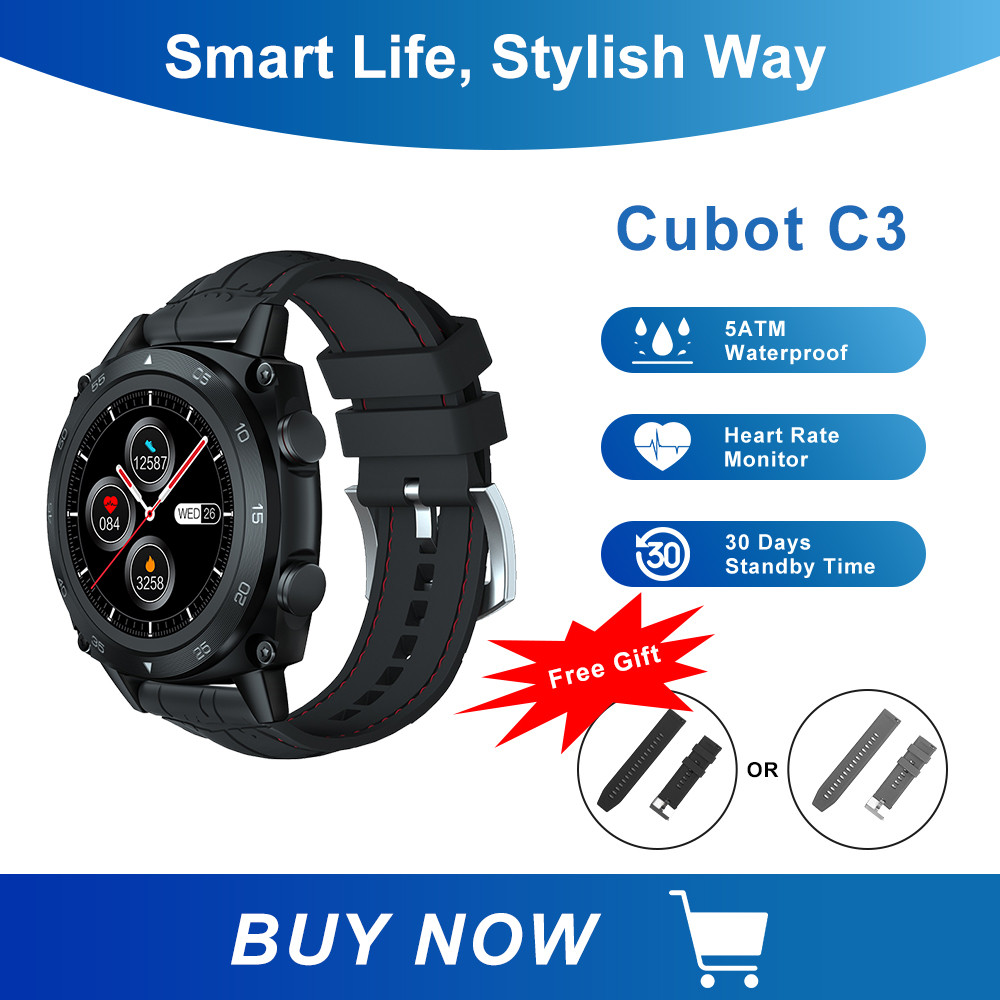 Cubot C3 SmartWatch Sport Heart Rate Sleep Monitor 5ATM Waterproof Touch Fitness Tracker Smart Watch