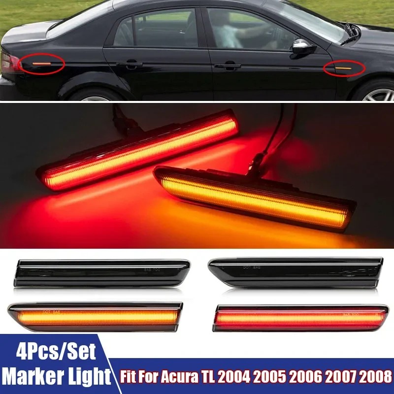 BEST 4Pcs LED Side Marker Light Kit Replacement Car Accessories Smoke Housing Lens LED Side Marker L