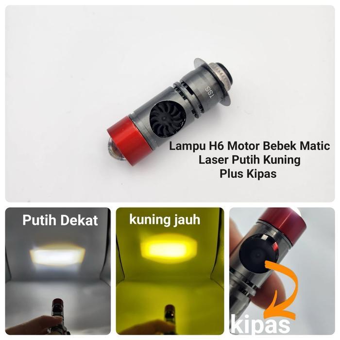 Lampu Utama Motor Bebek Matic H6 Laser Putih Kuning Plus Kipas - Lampu Motor Beat Mio Vega Blade
