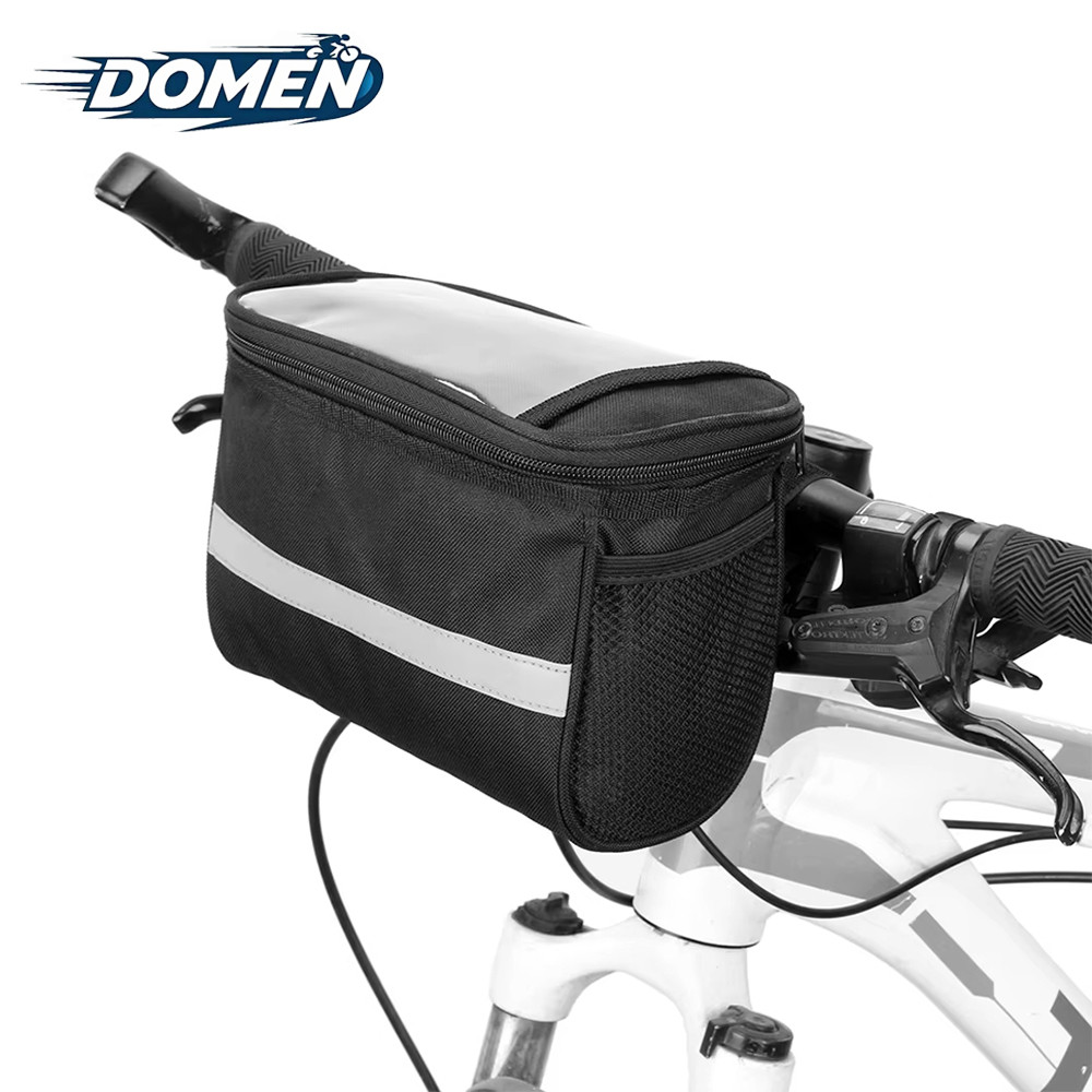 Domen Front Handlebar Bag Outdoor Reflect Strap Touchable Phone Pouch Riding Bag Front Tube Basket