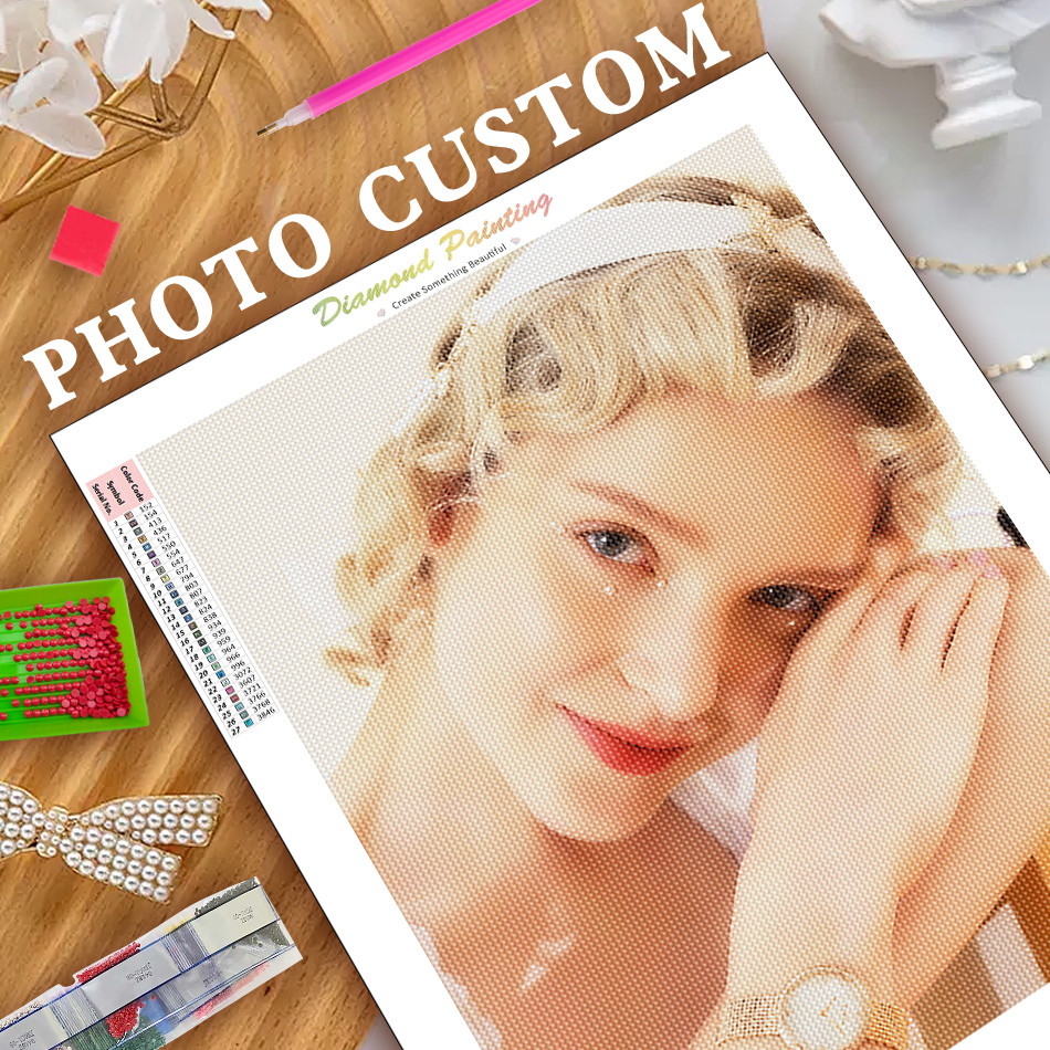 Ruopoty Photo Custom Diamond Painting Full /Round Rhinestones Diamond Embroidery Customize Friend