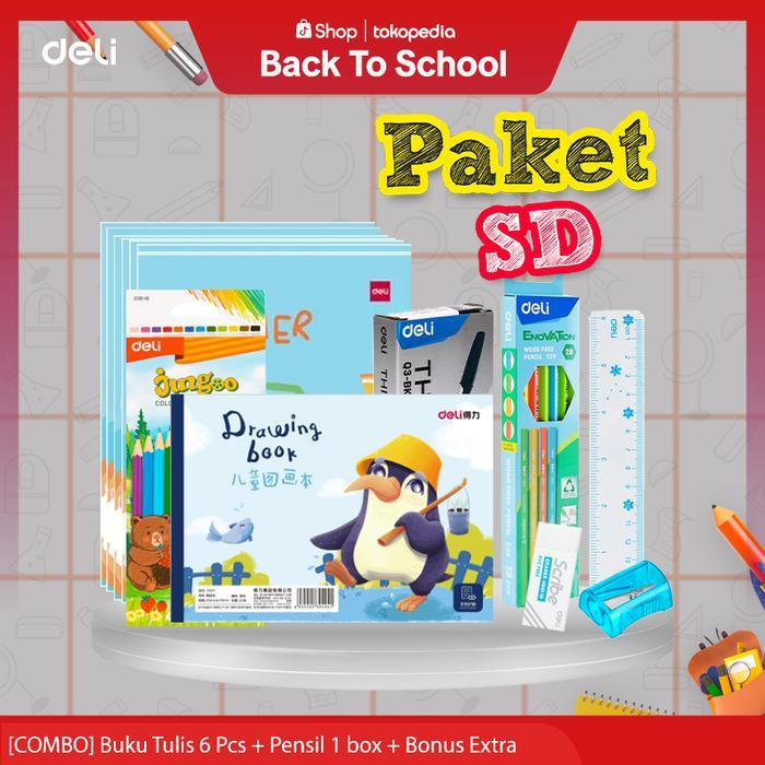 ASLI [BTS Back To ool] PAKET SD SEKOLAH DASAR Buku tulis/pulpen/Pensil Set/Penggaris/buku