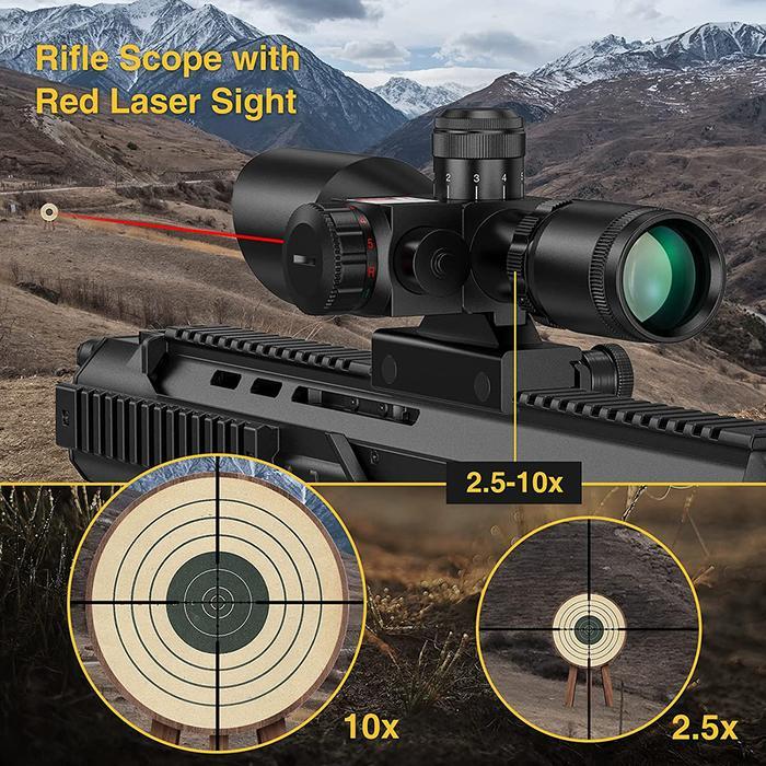 2.5-10X40 HUNTING RIFLESCOPE RED GREEN ILLUMINATED MIL-DOT SCOPE RIFLE GUN SCOPE OPTICAL SIGHT SCOPE