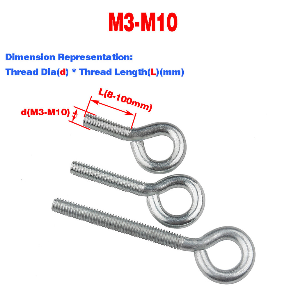 Carbon Steel Eyebolt / Ring Hook / Ring Bolt / Closed Sheep Eye Machine Tooth Screw M3M4M5M6M8M10