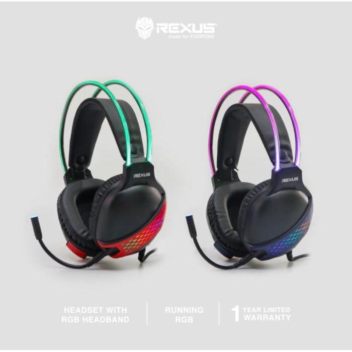 Rexus Vonix F88 Gaming Headset Running Rgb Headband F 88 Headphone Besi Led