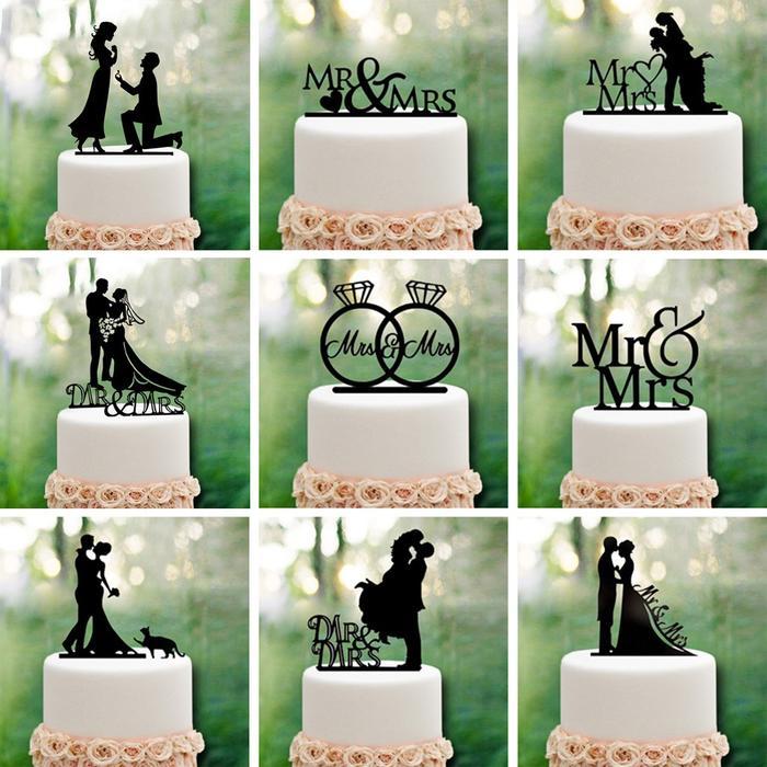 Cake Topper Wedding Engagement Bride Acrylic Hiasan Tusukan Kue