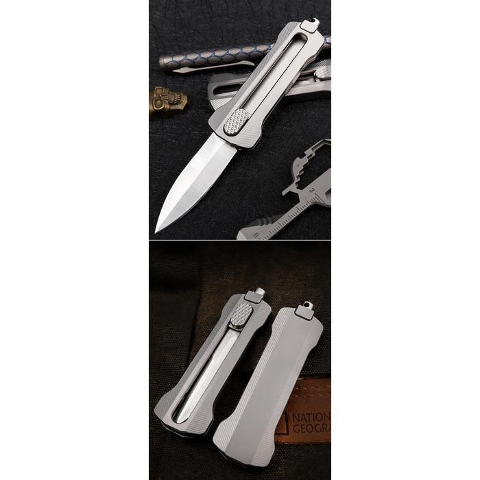 Top High Hardness D2 Tactical Knife Titanium Handle Diy Utility Knife Broken Window Escape Knife