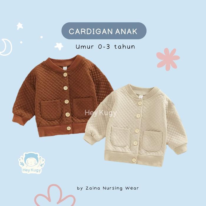 Promo Cardigan Bayi Perempuan New Born / Jaket Anak Cewek Balita Baby Korea Lucu Putih Coklat