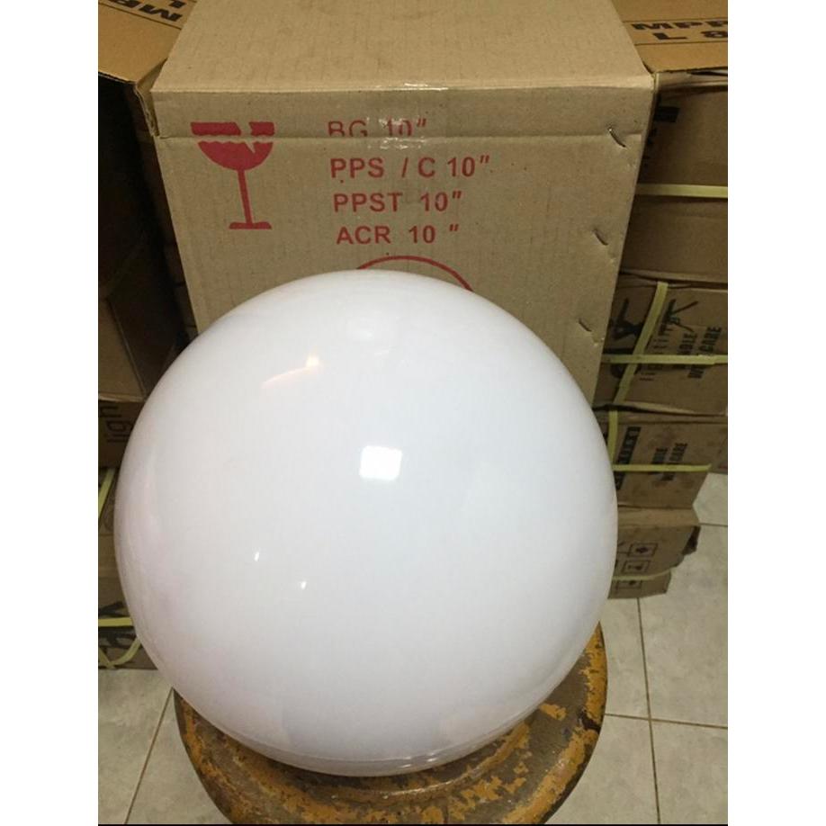 LAMPU TAMAN 10 MIKA PLASTIK BULAT PUTIH SUSU GENLITE NO DLX NO KACA