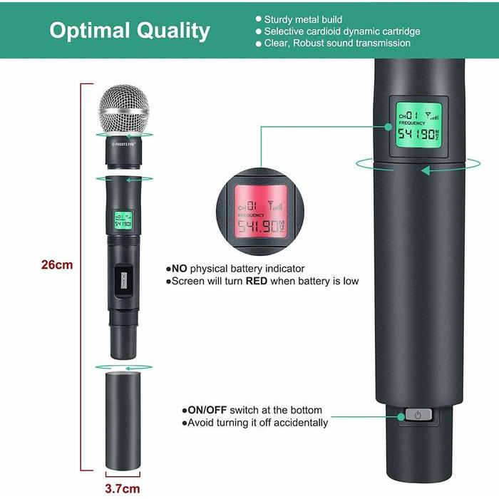 Phenyx Pro Mikrofon Nirkabel Uhf 4 K, Set Mikrofon Nirkabel