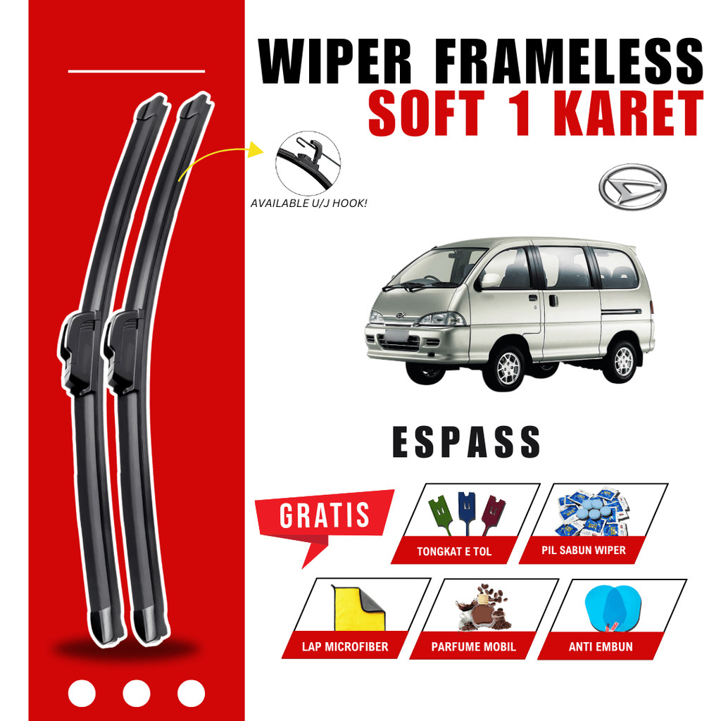 Wiper Daihatsu Espass Frameless Kaca Depan Mobil Free 5 Bonus