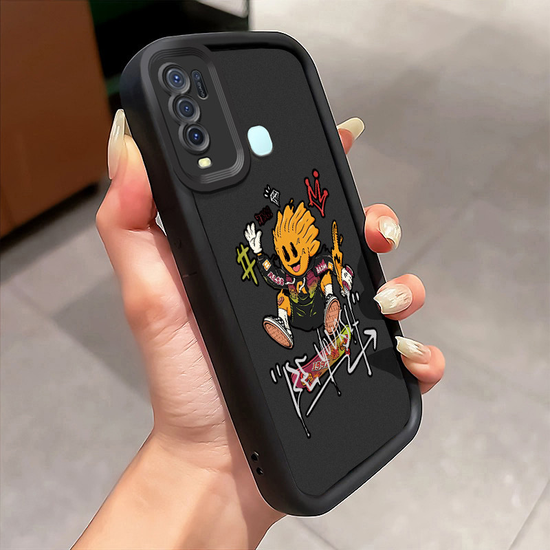 Casing Hp VIVO Y50 VIVO Y30 VIVO Y30i Case Casing HP Skateboard karakter anime Pola kasus ponsel tan