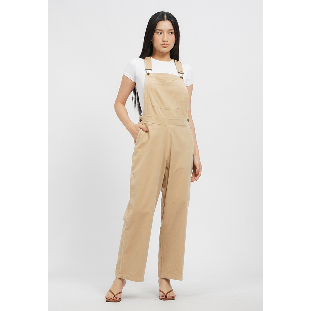 Et Cetera Corduroy Long Pants Jumpsuit KHAKI