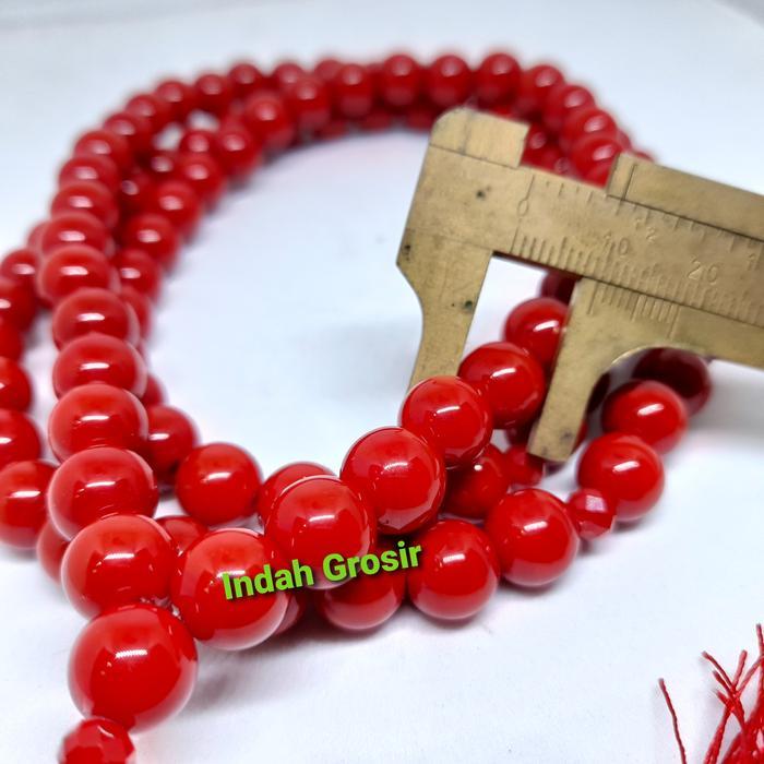 TASBIH BATU MARJAN ORIGINAL 10MM 99BUTIR Merah Muslim Gratis Ongkir