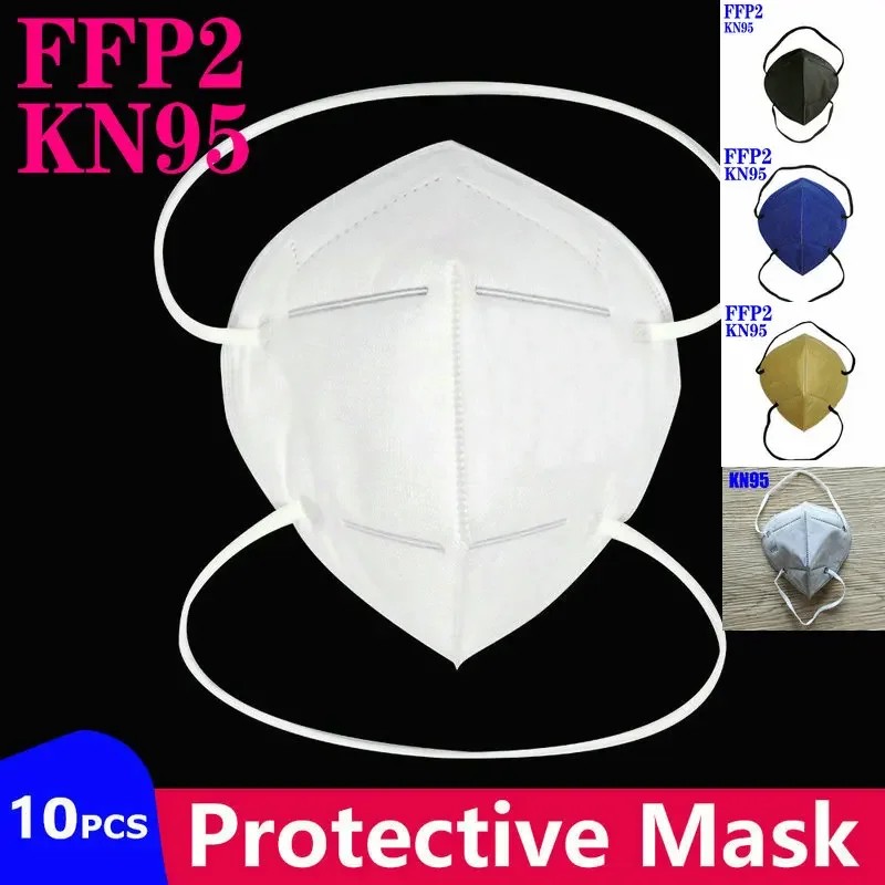 Ffp2 Kn95 Mask Headband Mascarillas Ce Black White 5 Layers Face Mask Kn95 Filter Respirator Mouth