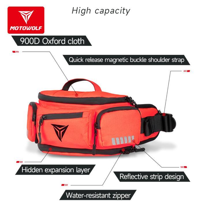 Tas Pinggang Motor Touring Motowolf Waistbag Tas Motor Waterproof