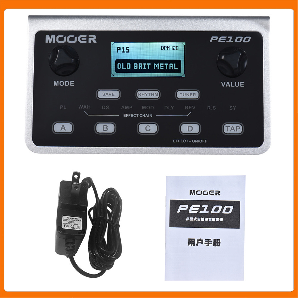 Interesting Mooer Pe100 Portable Multi-Effects Processor Guitar Effect Pedal 39 Effects 40 Drum