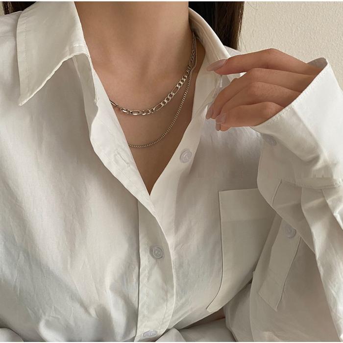 Kalung Rantai N3376 2 Layers Double Layer Wanita Gaya HIpHop Korea Fashion Elegan Import Aksesoris