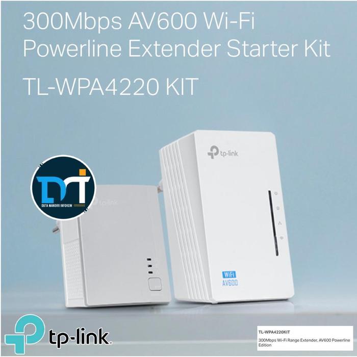 TP-LINK TL-WPA4220 KIT - 300MBPS WI-FI RANGE EXTENDER AV600 POWERLINE