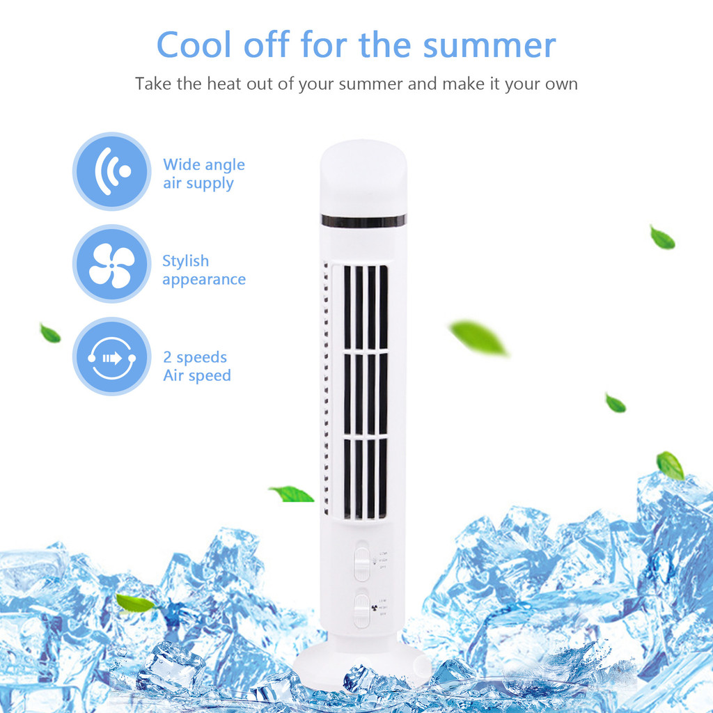 Vertical Air Conditioning Fan 3W Bladeless Tower Air Cooler with Light USB Plug-in Or Battery
