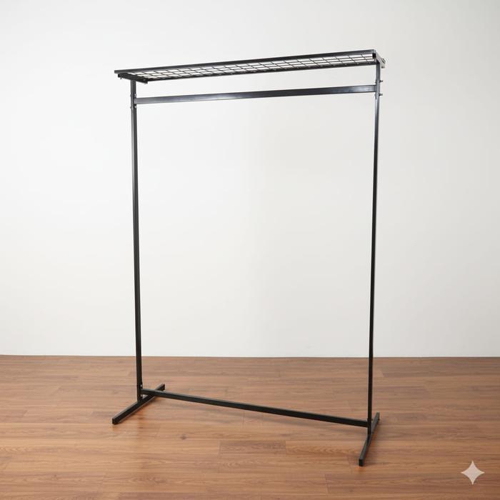 Gawang Baju Pipa Kotak Hitam Rak Etalase + Ram Gantungan Baju-BH