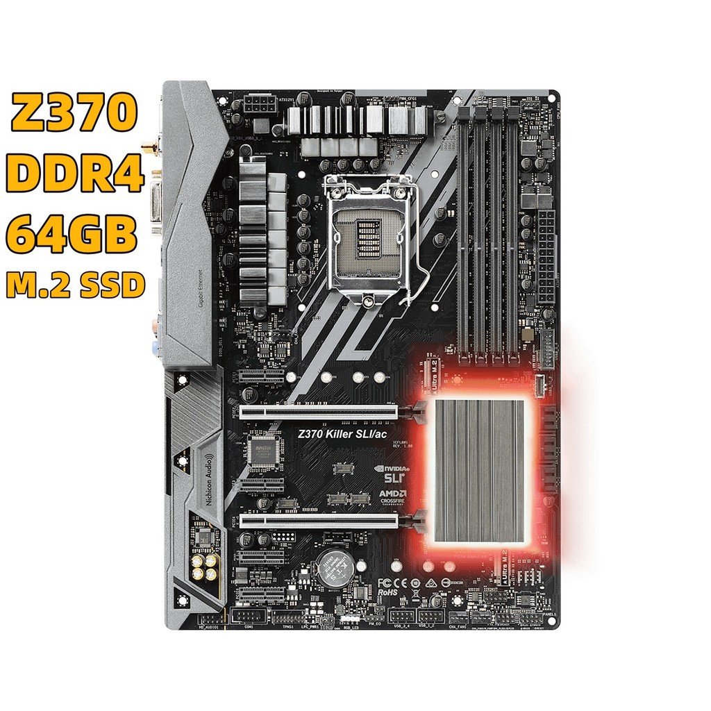 For Asrock Z370 Killer SLI/ac Motherboard Z370 LGA1151 Only supports Intel 8th generation CPU DDR4