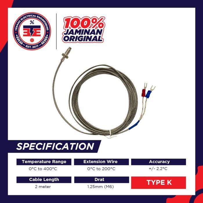 "New" Thermocouple Type K Drat M6 Drat Halus 1mm / Drat Kasar 1.25mm
